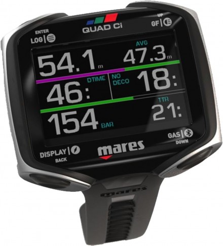 Mares Quad Ci Wrist Dive Computer - Black/Silver