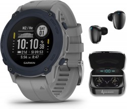 Wearable4U - Garmin Descent G1 Rugged Dive Computer, Multiple Dive Modes with Bundle (+Black Earbuds, Powder Gray)