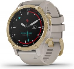Garmin Descent Mk2S, Smaller-Sized Watch-Style Dive Computer, Multisport Training/Smart Features, Light Gold with Light Sand Silicone Band, (010-02403-00)
