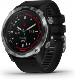 Garmin Descent Mk2, Watch-Style Dive Computer, Multisport Training/Smart Features, Stainless Steel with Black Band, 010-02132-00