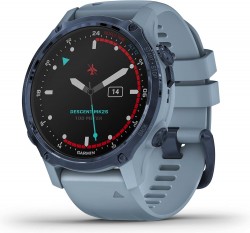 Garmin Descent Mk2S, Smaller-Sized Watch-Style Dive Computer, Multisport Training/Smart Features, Mineral Blue with Sea Foam Silicone Band, (010-02403-06)
