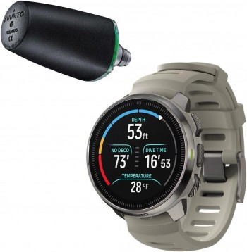 SUUNTO Ocean Dive Computer (Sand) + Tank Pod Combo, GPS Multisport Watch for Training, Underwater Route Tracking & Wireless Tank Pressure Monitor