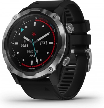 Garmin Descent Mk2, Watch-Style Dive Computer, Multisport Training/Smart Features, Stainless Steel with Black Band, 010-02132-00